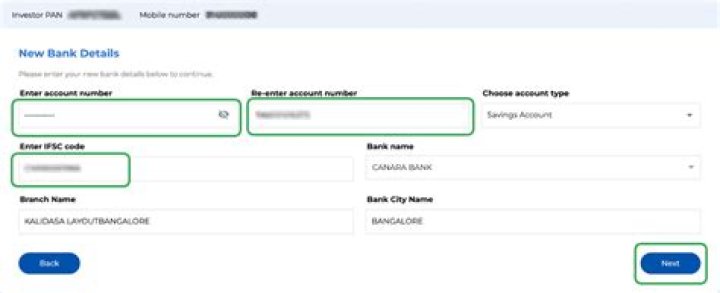 How can I change my bank account in Indane gas?