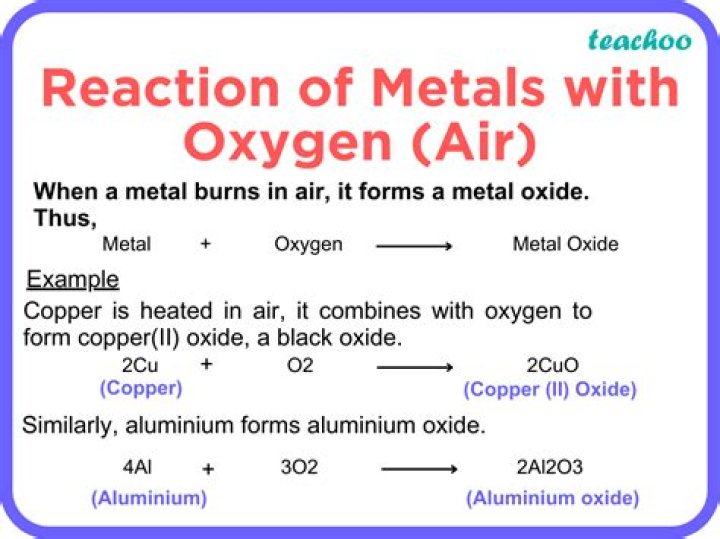 How do all metals react with oxygen?