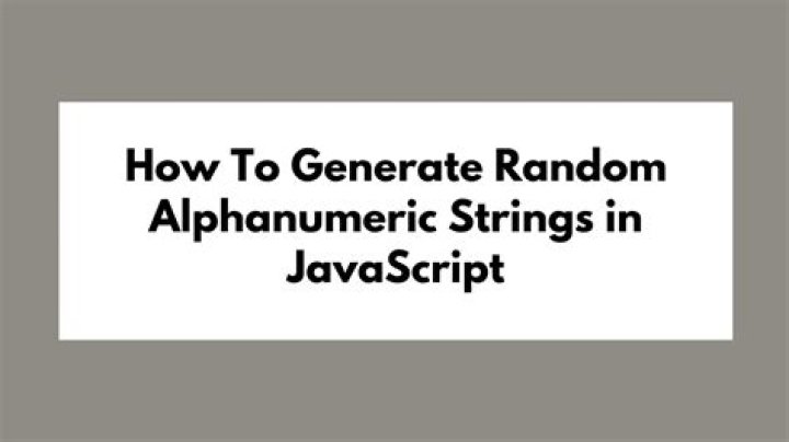 How do you generate random alphanumeric strings?