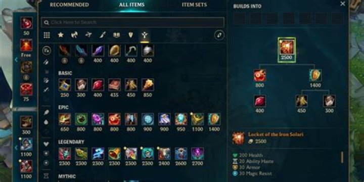How many items in league of legends