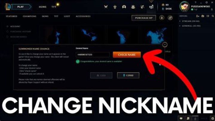 How to change name in league of legends