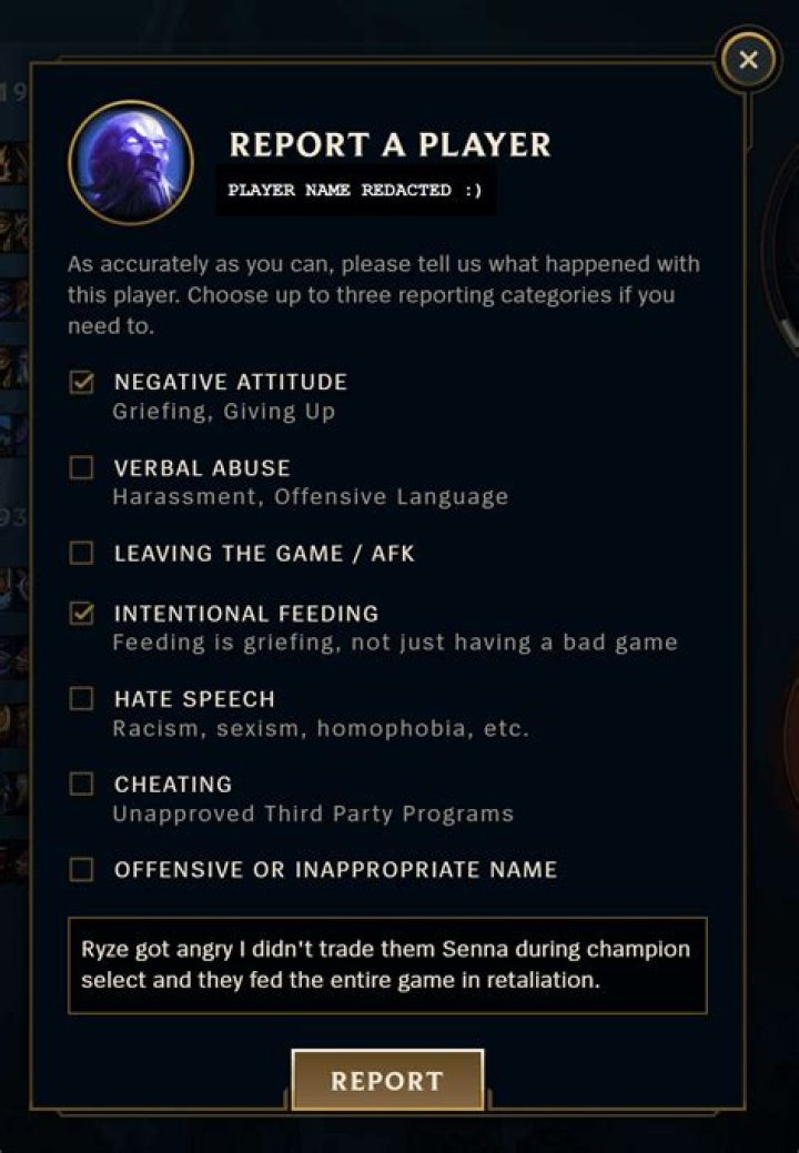 How to report a player in league of legends