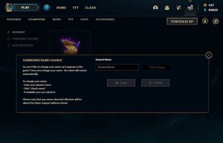 League of legends how to change username