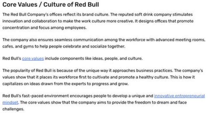What are Red Bulls values?