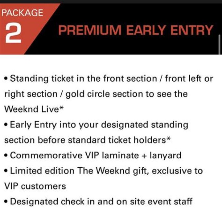 What does early entry VIP package mean?
