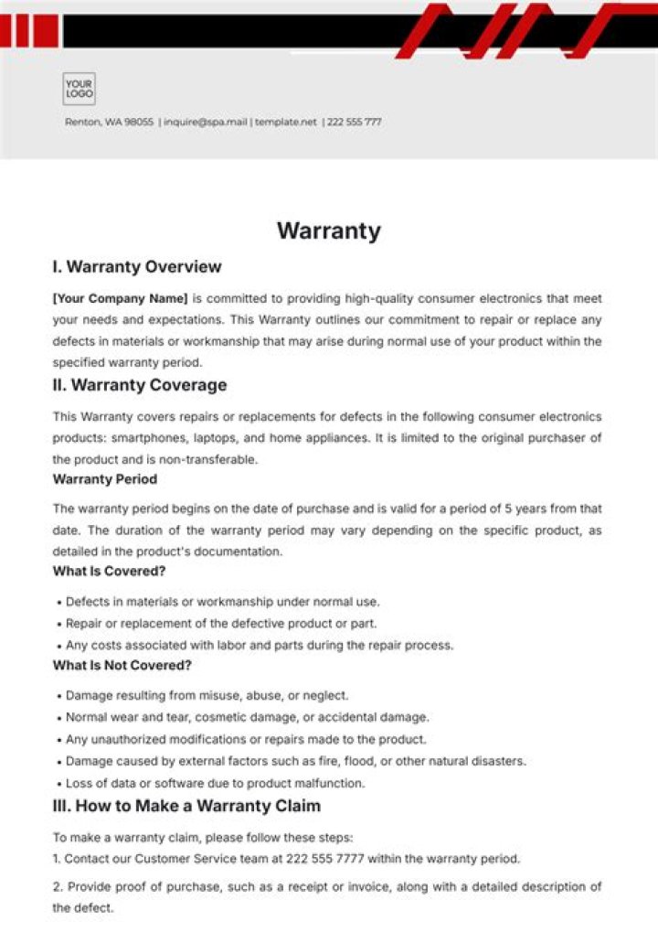 What does RCA warranty cover?