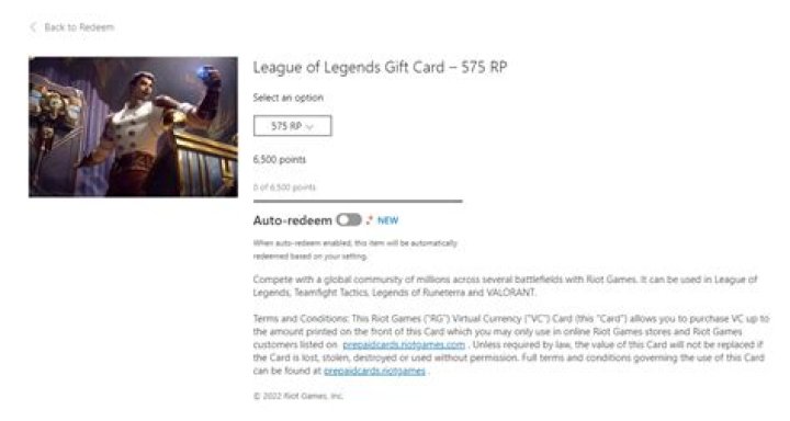 What gift cards does league of legends take