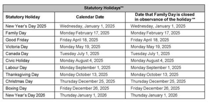 What is the next statutory holiday?