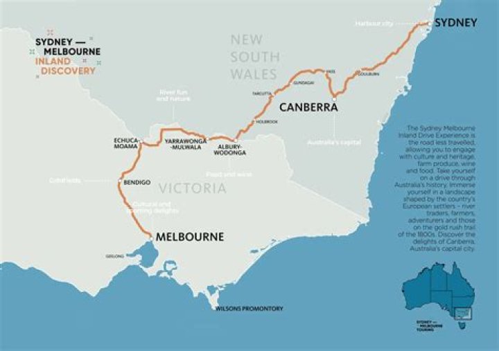 Where is halfway between Melbourne and Sydney?