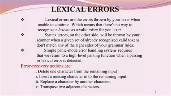 Which are lexical errors?